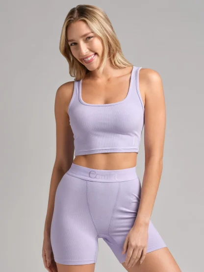 Ribbed Cropped Tank Top - Snow