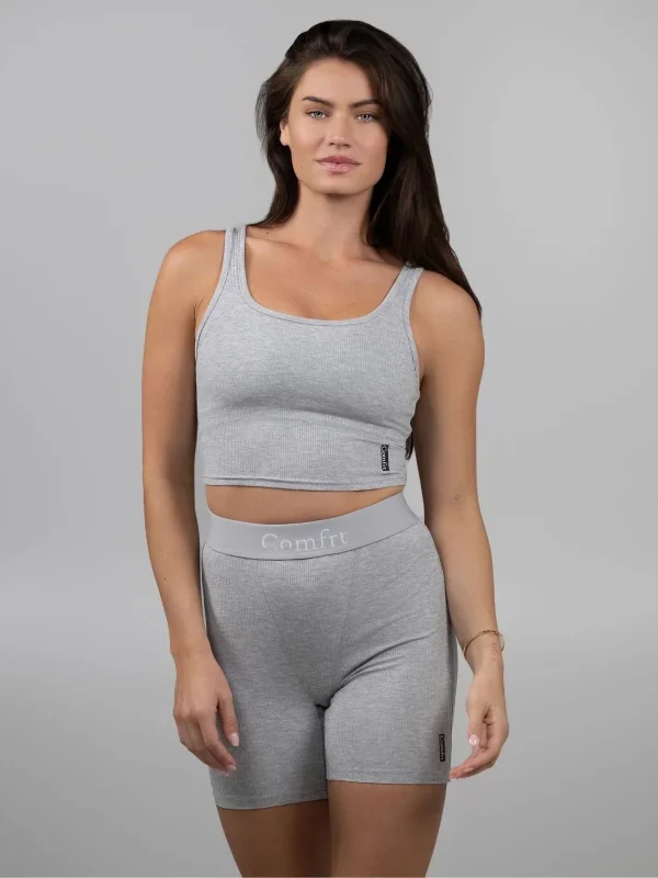 Ribbed Cropped Tank Top - Snow