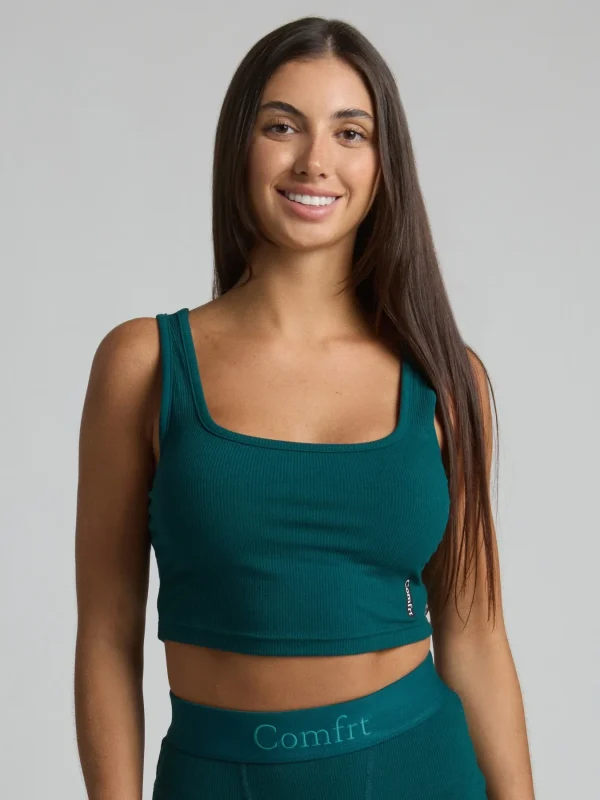 Ribbed Cropped Tank Top - Snow