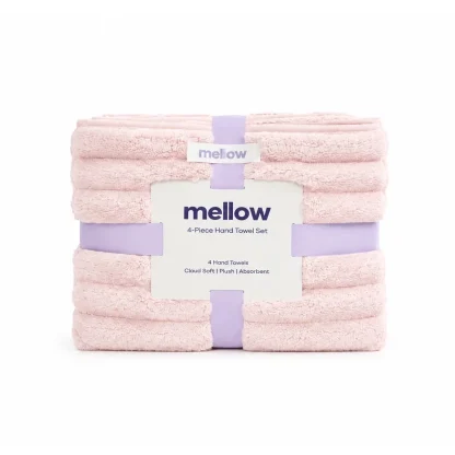 Ribbed Hand Towels, 4-Pack - Pink