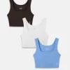 Ribbed High-Neck Crop Tank 3-Pack