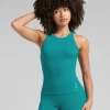 Ribbed High Neck Tank Top - Lagoon