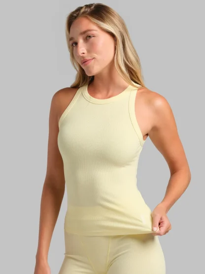 Ribbed High Neck Tank Top - Lagoon