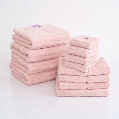 Ribbed Towel Set - Pink