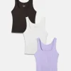 Ribbed Waist-Length Tank 3-Pack