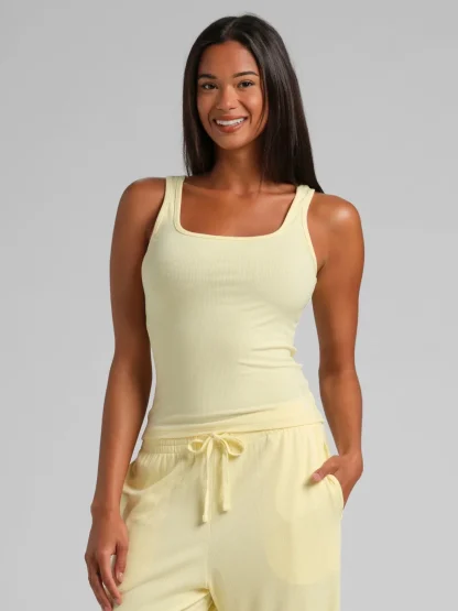 Ribbed Waist-Length Tank Top - Lagoon