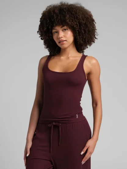 Ribbed Waist-Length Tank Top - Lagoon