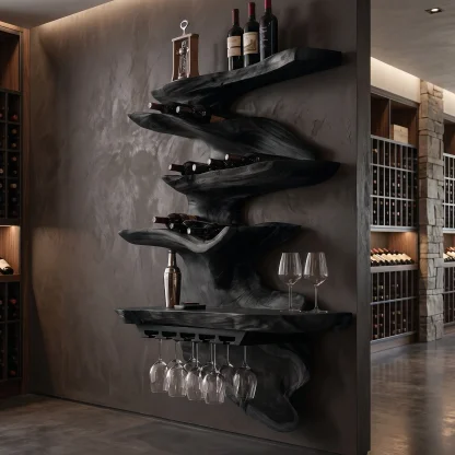 Rivora Live Edge Solid Wood Floating Wine Shelf