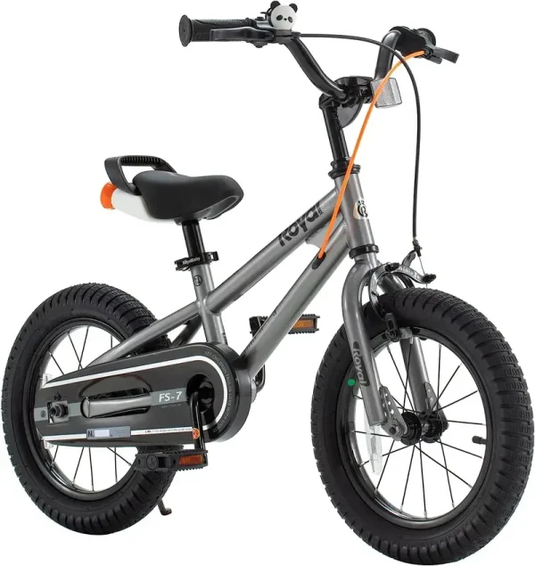 Royalbaby Freestyle 7 Kids' Bike 14 Inch Gray - Dual Handbrakes, Kickstand, Water Bottle, Ages 3-5