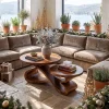 Rustic Christmas Round Coffee Table Holiday Sunroom