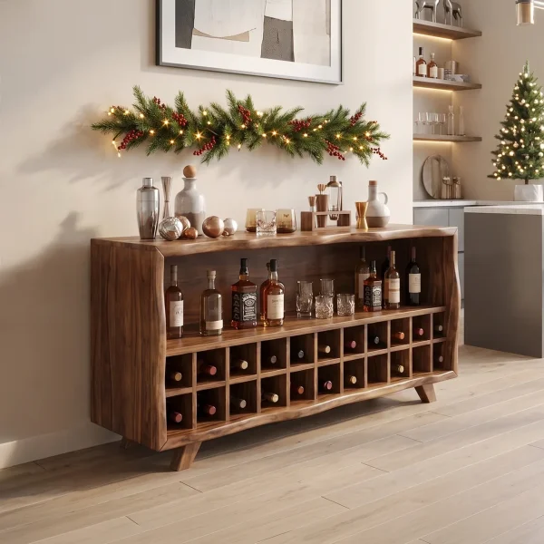 Rustic Christmas Wine Storage Cabinet Modern Dining Room
