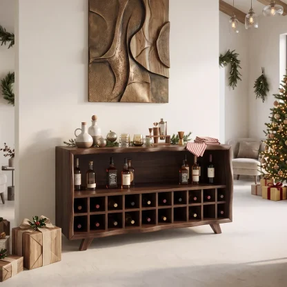 Rustic Christmas Wine Storage Cabinet Modern Dining Room