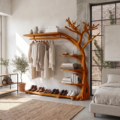 Rustic Coat Rack Shoe Shelf Entryway