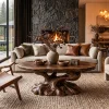 Rustic Coffee Table With Tree Root Inspired Base For Living Room