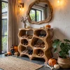 Rustic Halloween Multi Tier Shoe Rack With Carved Hollow Design For Entryway