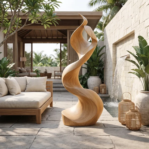 Rustic Large Wooden Sculpture For Furniture Art Feature