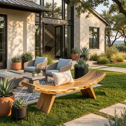Rustic Live Edge Bench With Organic Curves For Entryway