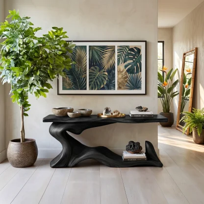 Rustic Live Edge Desk Entryway Design