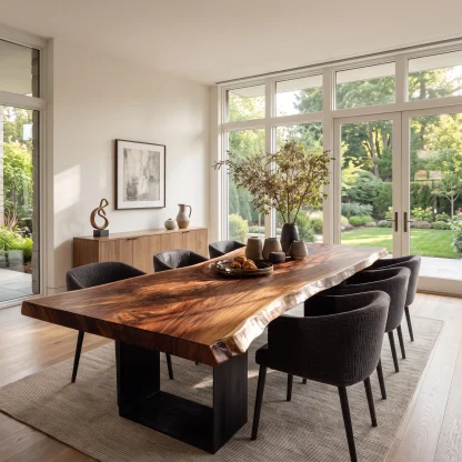 Rustic Live Edge Wood Dining Table For Dining Room