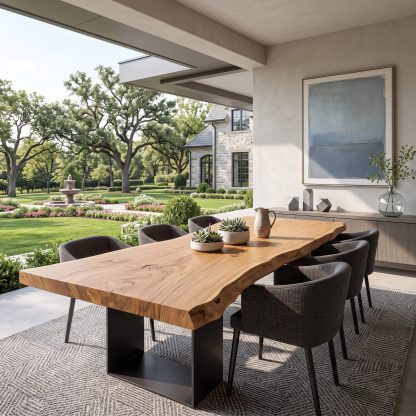 Rustic Live Edge Wood Dining Table For Dining Room