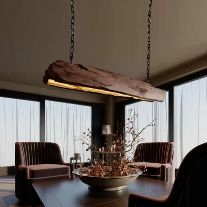 Rustic Log Beam Pendant Lighting For Kitchen Island