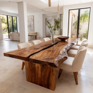 Rustic Natural Wood Dining Table Live Edge For Dining Room