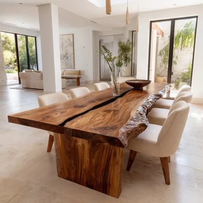 Rustic Natural Wood Dining Table Live Edge For Dining Room