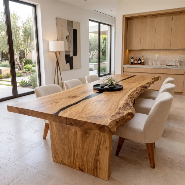 Rustic Natural Wood Dining Table Live Edge For Dining Room