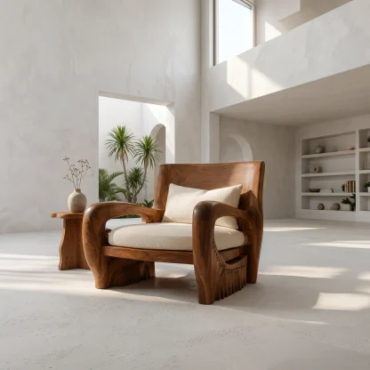 Rustic Organic Lounge Chair For Living Room
