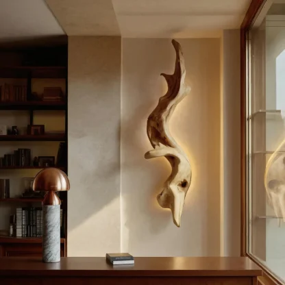 Rustic Organic Wall Lamp Sculpture For Living Room