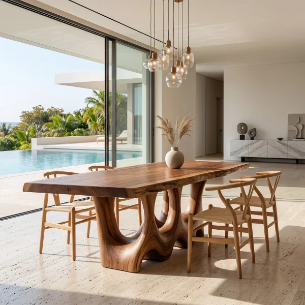 Rustic Sculptural Dining Table For Dining Room