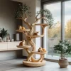 Rustic Solid Wood Cat Tree Handmade Stand Naturally Gift Cat
