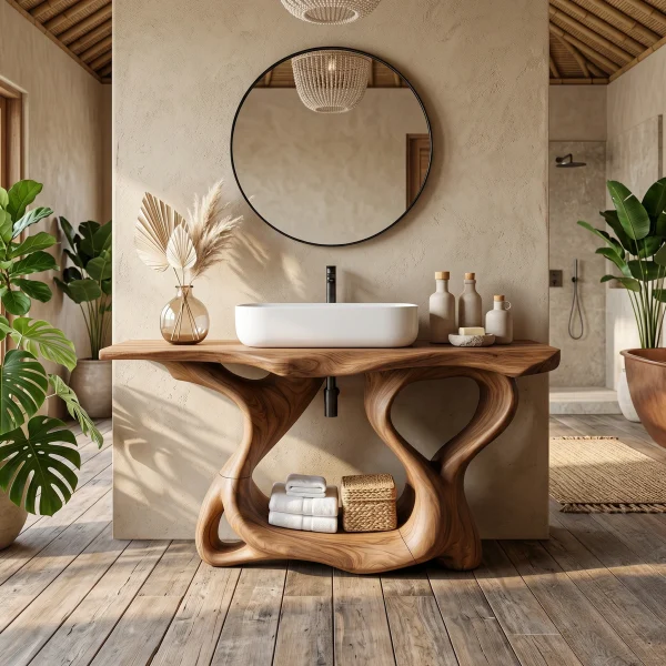 Rustic Solid Wood Vanity For Bathroom Furniture Decor