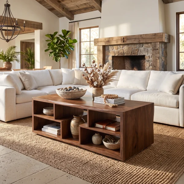 Rustic Storage Coffee Table Modern Farmhouse