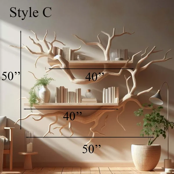 Rustic Tree Bookshelf Driftwood Wall Shelf Bookshelf Home Office Decor