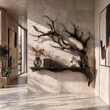 Rustic Tree Branch Wall Shelf Natural Artistic Home Decor