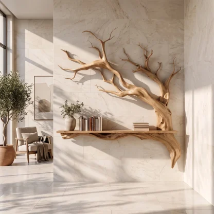 Rustic Tree Branch Wall Shelf Natural Artistic Home Decor