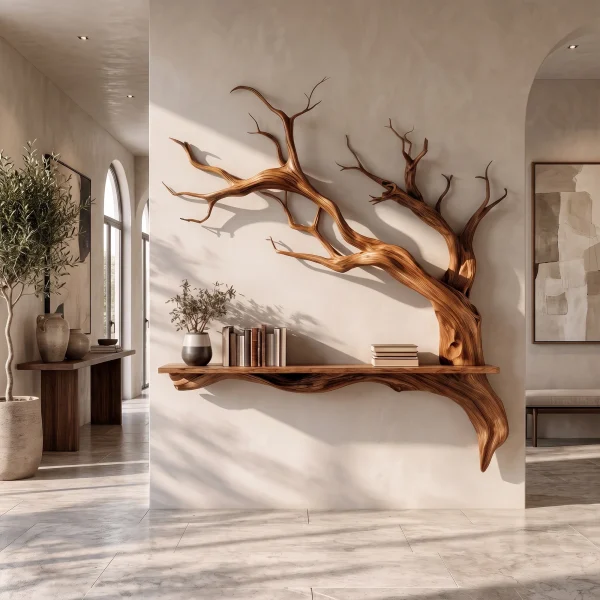 Rustic Tree Branch Wall Shelf Natural Artistic Home Decor