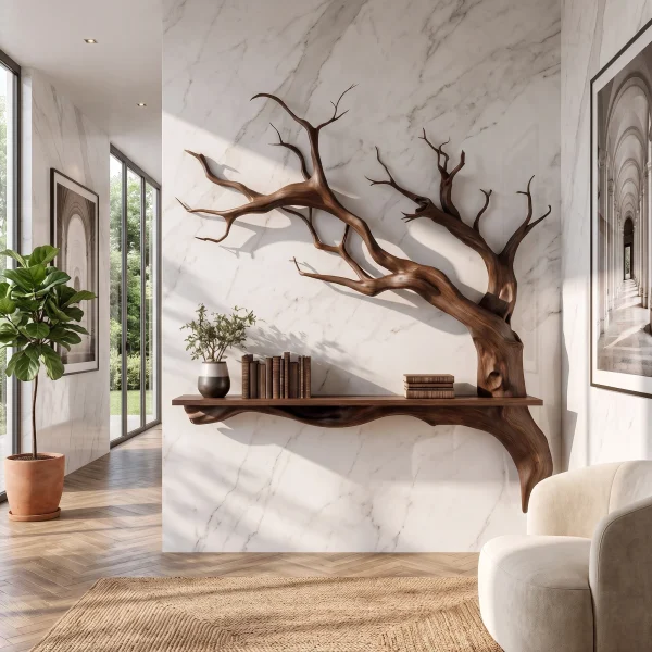 Rustic Tree Branch Wall Shelf Natural Artistic Home Decor