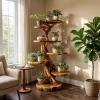 Rustic Tree Plant Shelf Natural Interior Design Home Decor