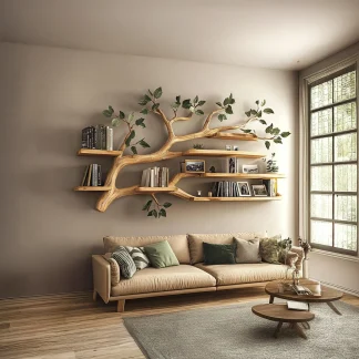 Rustic Tree Wall Shelf