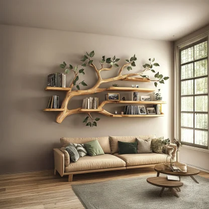 Rustic Tree Wall Shelf