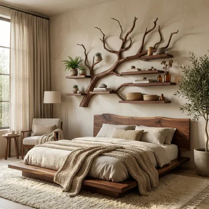 Rustic Tree Wall Shelf