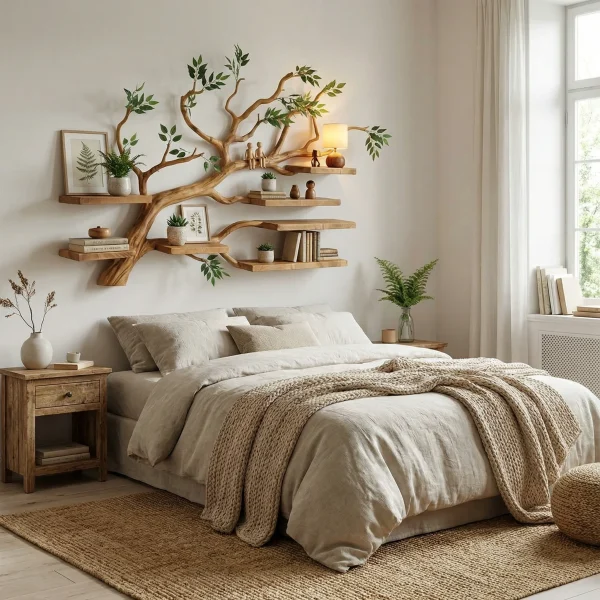 Rustic Tree Wall Shelf