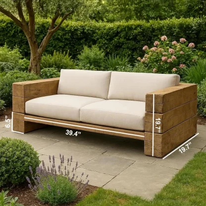 Rustic Wood Sofa Set For Garden Patio And Outdoor Lounge