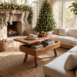 Rustic Xmas Live Edge Coffee Table Mountain Lodge