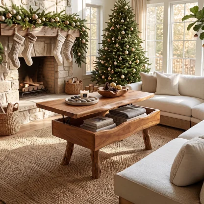 Rustic Xmas Live Edge Coffee Table Mountain Lodge