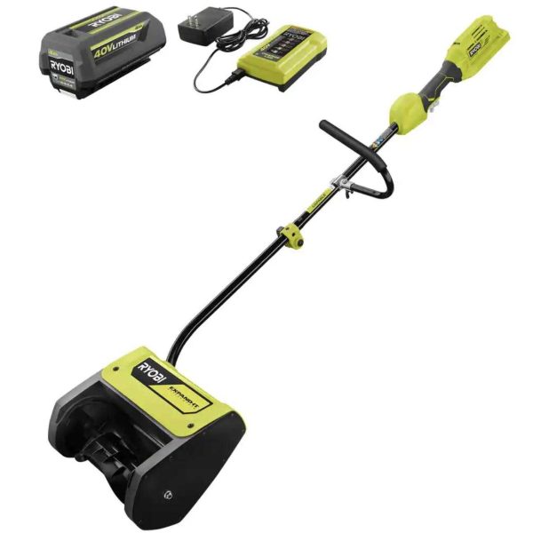 RYOBI 40V 12 in. Cordless Electric Snow Shovel With 4.0 Ah Battery And Charger