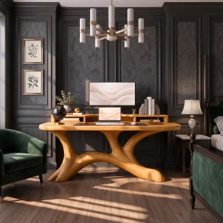 Scandinavian Corner Desk With Raised Monitor Stand For Home Office