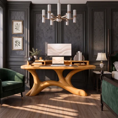 Scandinavian Corner Desk With Raised Monitor Stand For Home Office